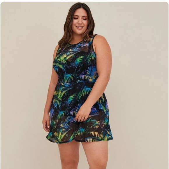 Torrid Size 2X D/DD underwire mesh overlay Swim Dress - Picture 7 of 9